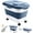 Dark Blue/20-30LBS, variant on 20-30 Lbs Rice Storage Container,Collapsible Food Storage Containers with Rolling Wheel Airtight Locking Lid,Flour Storage Container with Cup and Scoop,Suitable for Food,Rice,Pet Food,Flour