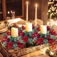 thumbnail image 4 of Christmas Candle Ring Garland, Holiday Table Centerpiece Decor, Artificial Eucalyptus Leaves Pine Cones Red Berries, Lightweight Durable Plastic Winter Decoration, 4 of 6