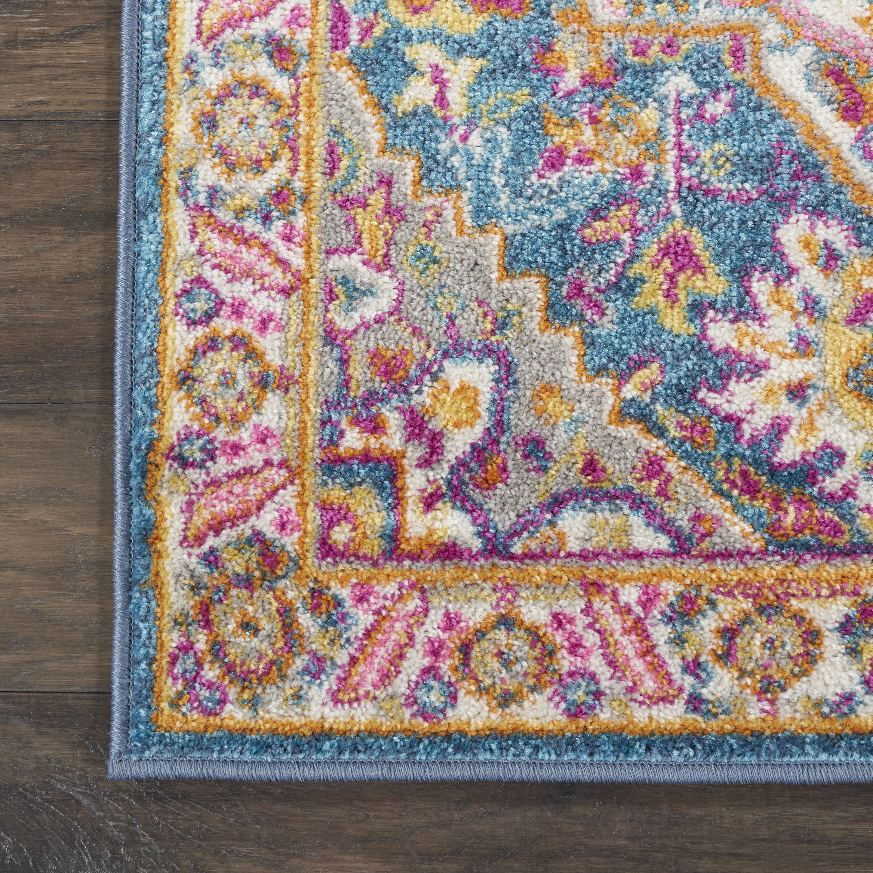 Nourison Passion Persian Teal Multicolor 2'2" x 7'6" Area Rug, (2x8)