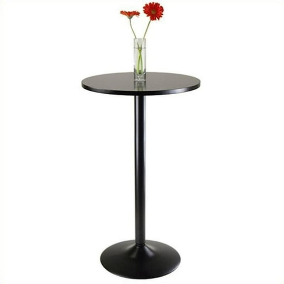 Pemberly Row Round Pub Table with Black Leg and Base in Black