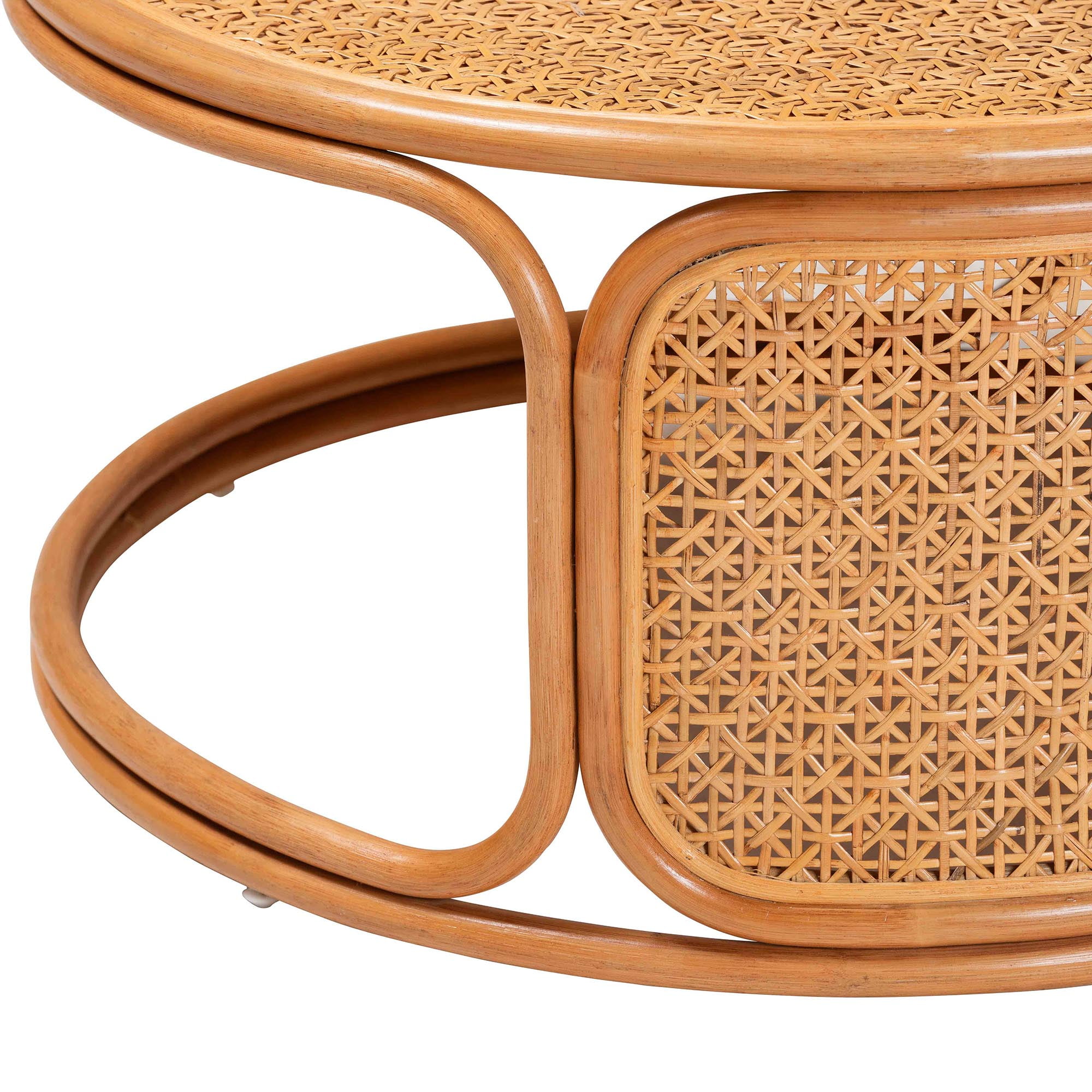 bali & pari Eldon Boho Coffee Table, Handwoven Natural Rattan, Honey