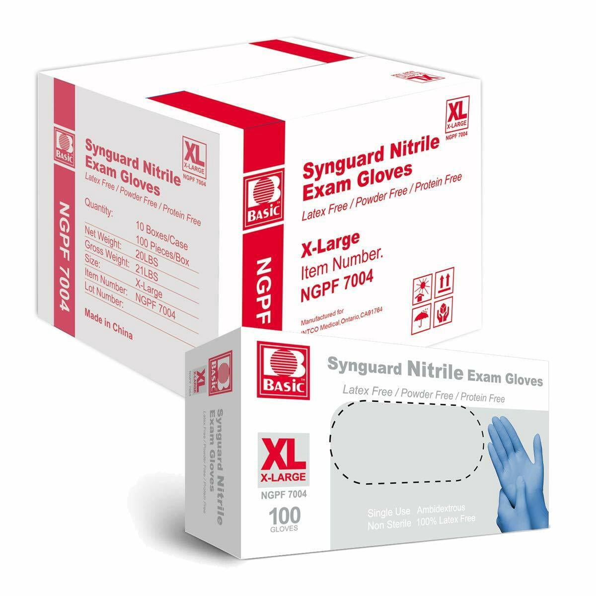 BASIC 1000PCS XL Disposable Nitrile Exam Gloves, Powder Latex Free Gloves, Blue Extra Large, 10 Boxes