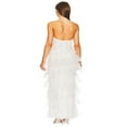 thumbnail image 4 of Women Halter Ruffles Tulle Maxi Dress Off Shoulder Backless Layered Tiered Midi Dress Cocktail Party Prom Long Dresses, 4 of 5
