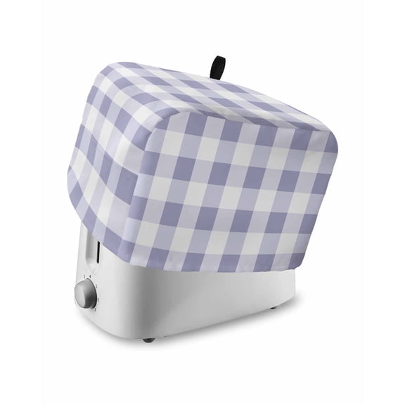 Purple Plaid Toaster Cover 4 Slice, Spring Summer Farmhouse Buffalo Checkered Dustproof Bread Machine Oven Cover with Storage Pockets, Fits Most Kitchen Toasters Protector