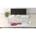 thumbnail image 2 of Christmas Computer Mouse Pad, Xmas Baubles on Snow Snowflakes Ice Holiday Humanitarian Artwork Illustration, Rectangle Non-Slip Rubber Mousepad Large, 31" x 12" Gaming Size, Red White, by Ambesonne, 2 of 2