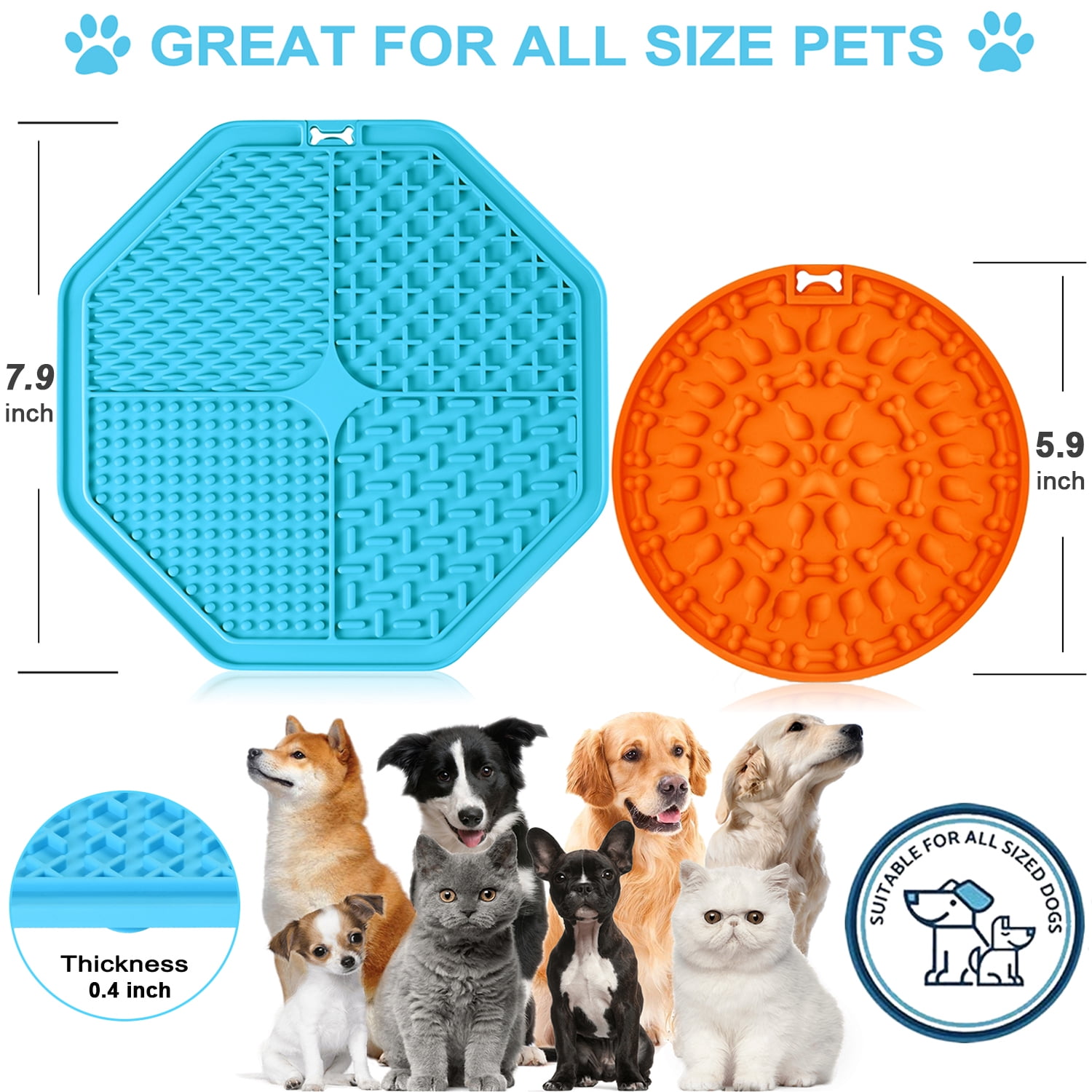 2 Pack Blue+greenpad For Dog Lick, Pet Mat Slow Feeders & Anxiety R
