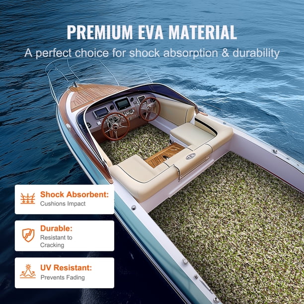Tapis De Pont En Mousse EVA Imitation Teck – Antidérapant, Confortable Et Ultra-résistant Pour Bateau, Yacht Ou Ponton – 240 X 90 Cm – Bleu Foncé