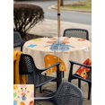 thumbnail image 4 of Outdoor Tablecloth with Umbrella Hole and Zipper, Spring Easter Square Table Cloth 60x60 Inch Waterproof Tablecloth, Bunny Colorful Eggs Floral Beige Picnic Table Cover for Patio Camping, 4 of 7