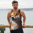 thumbnail image 6 of Zufioo Regal Shiba Inu Print Men's Vest, Sleeveless Quick-drying Muscle T-shirt, Suitable for Sports Fitness, Home Leisure Wear-3X-Large, 6 of 7