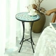 thumbnail image 4 of Outdoor Side Table, Mosaic Side Table Round Side Table with Ceramic Tile Top Suit for Patio , Indoor Outdoor Accent Side Table, Coffee Table，Desk Table, 4 of 6