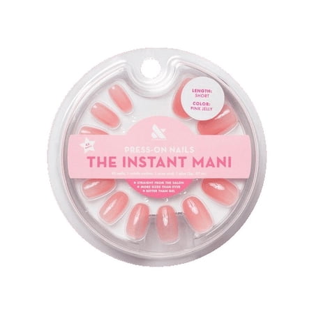 Olive & June Instant Mani Round Short Press-On Nails, Pink Pen Pal Jelly, 42 Pieces
