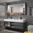thumbnail image 3 of Luxury Bathroom Mirror Cabinet Double Basin Slate Integrated Ceramic Washbasin Bathroom Vanity Sink Cabinet Bathroom Furniture My Lux Decor Round, 3 of 14