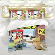 Johnny Test Cartoon 3 Piece Bedding Set Comforter Set Cute Duvet Cover Sets Super Soft Girls Bedding Set Kids Bedroom Gifts,1 Duvet Cover with 2 Pillowcases Twin