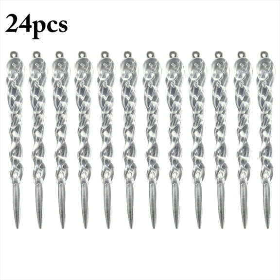 24Pcs Christmas Icicle Ornaments DIY Christmas Tree Hanging Decorations, Length 13cm, Clear, Golden, White