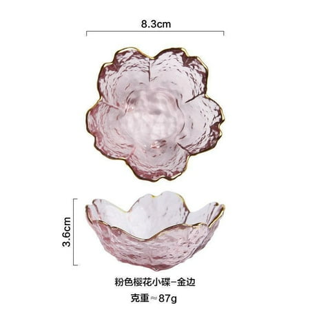 

Japanese Bowl Cherry Pattern Small Glass Bowl Fruit Flavor Sauce Vinegar Plate Seasoning Plate Romantic Tableware