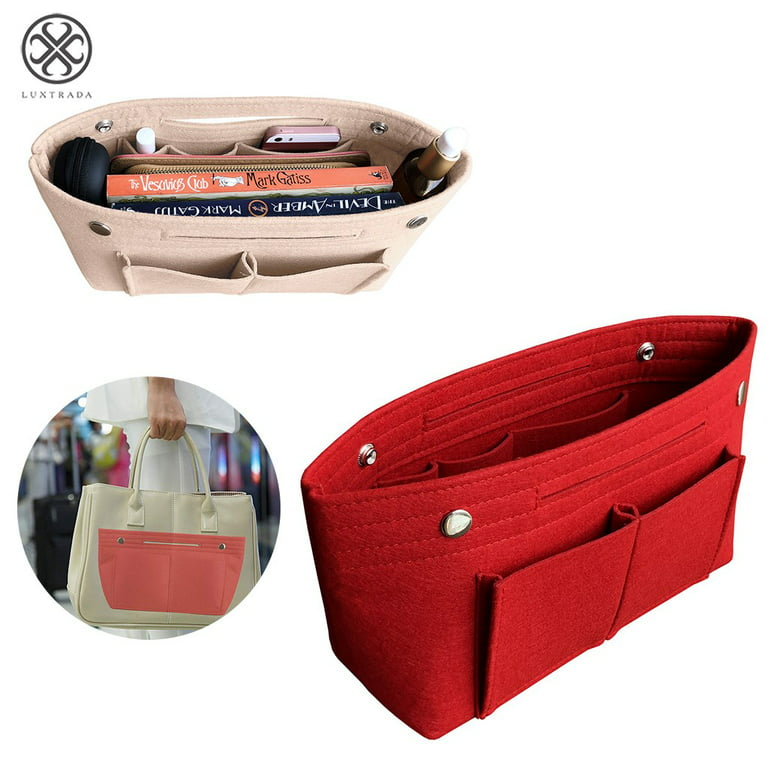 Luxtrada Travel Felt Insert Handbag Organizer Compartment Purse Large Liner  Makeup Cosmetic Pouch Storage Tote Bag for Women, L, Red 
