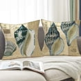 thumbnail image 5 of Set of 4 Nautical Conch Decorative Throw Pillow Covers 18"x18" Sea Coastal Theme with Vintage Stamp Postcard Background Printed Cushion Covers for Patio Couch Sofa, 5 of 5