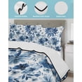 thumbnail image 3 of Full Size Quilt Bedding Set, Blue Spring Floral Reversible Summer Quilt 3 Pieces, Watercolor Ombre Summer Botanical Lightweight Bedspreads Coverlets with 2 Pillow Shams for All Seasons, 3 of 5