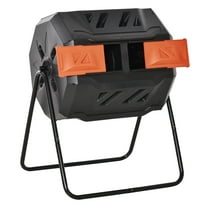 Tumbling Compost Bin Outdoor 360° Dual Chamber Rotating Composter 43 Gallon Orange