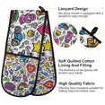 thumbnail image 2 of Yayeee Double Oven Mitt Kitchen Heat Resistant Baking 35" x7" Quilted Glove, White Doodle Pattern, 2 of 6