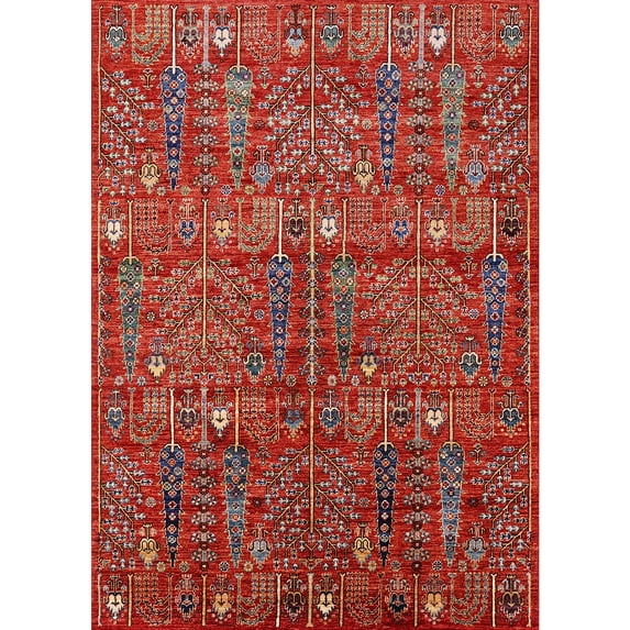 Ahgly Company Machine Washable Indoor Rectangle Industrial Modern Red Area Rugs, 7' x 10'