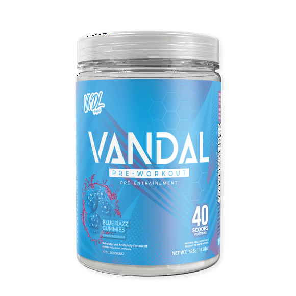 VNDL Pre Workout Powder for Men & Women- Enjoy a Clean Energy Boost with No Sugar, Featuring L-Citrulline & L-Tyrosine for Improved Endurance- Nootropic Formula in Blue Razz Gummies Flavor-40 Servings