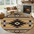 thumbnail image 3 of 6ft Washable Round Rug, Southwest Ethnic Style Non-Slip Circle Area Rug for Living Room Bedroom, Brown Tribe Retro Geometric Indoor Floor Mat for Home Decor, 3 of 9