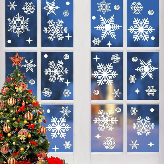 Christmas Window Clings for Glass Christmas Window Decals Snowflakes 138 PCS Xmas Decals Decorations Clings Stickers for Christmas Decorations Snowflake Window Clings Winter Window Clings