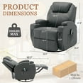 thumbnail image 2 of Lnsenfin Manual Swivel Rocker Recliner Chair with Massage Faux Leather for Living Room,Grey, 2 of 7