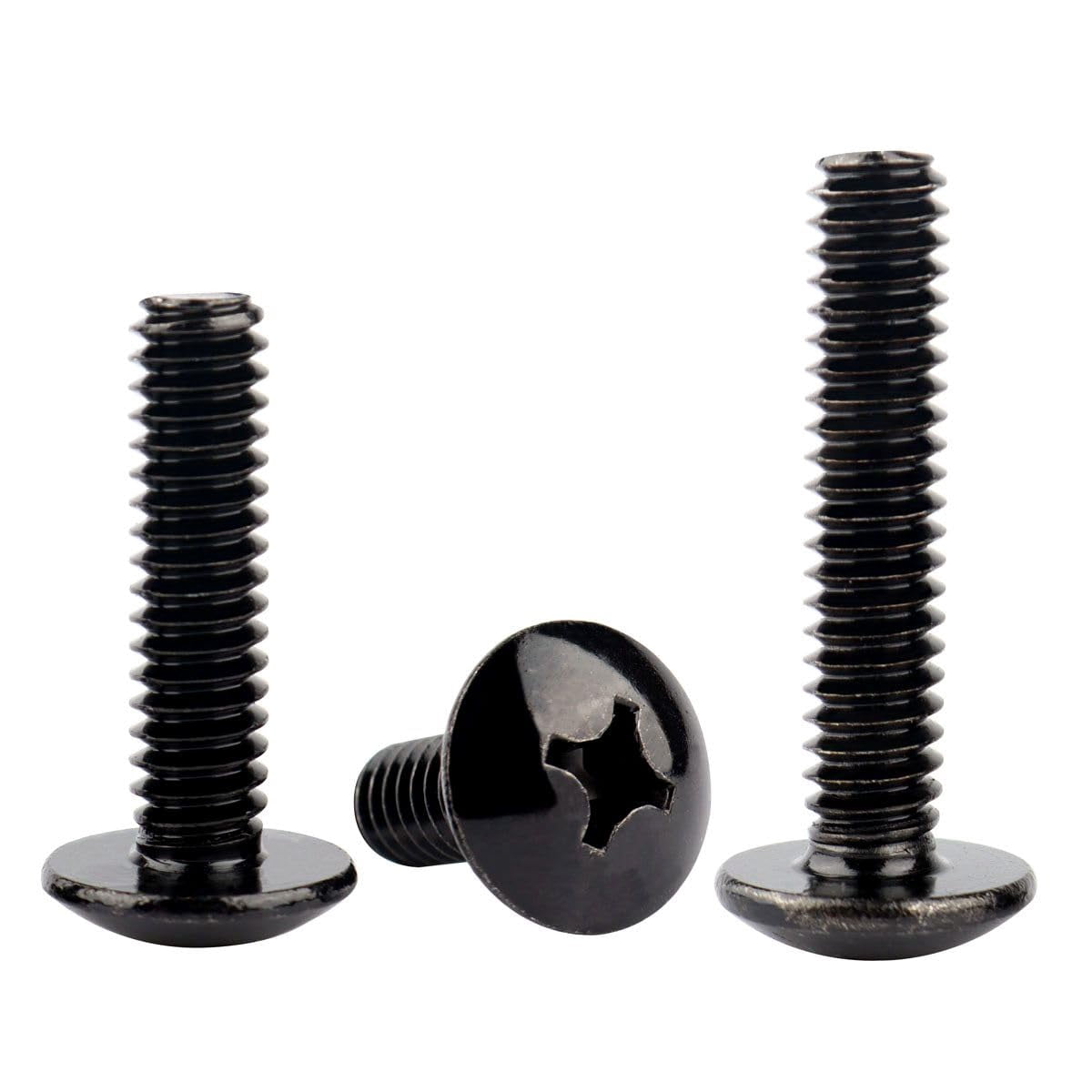 #6-32 1/4-inch roofing head cross-slotted machine screws, 304 stainless steel 18-8, fully threaded, black coated, 50 pcs