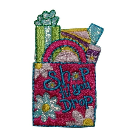Ship Package - ID 8406 Shop Til You Drop Bag Patch Package Fashion Embroidered Iron On Applique