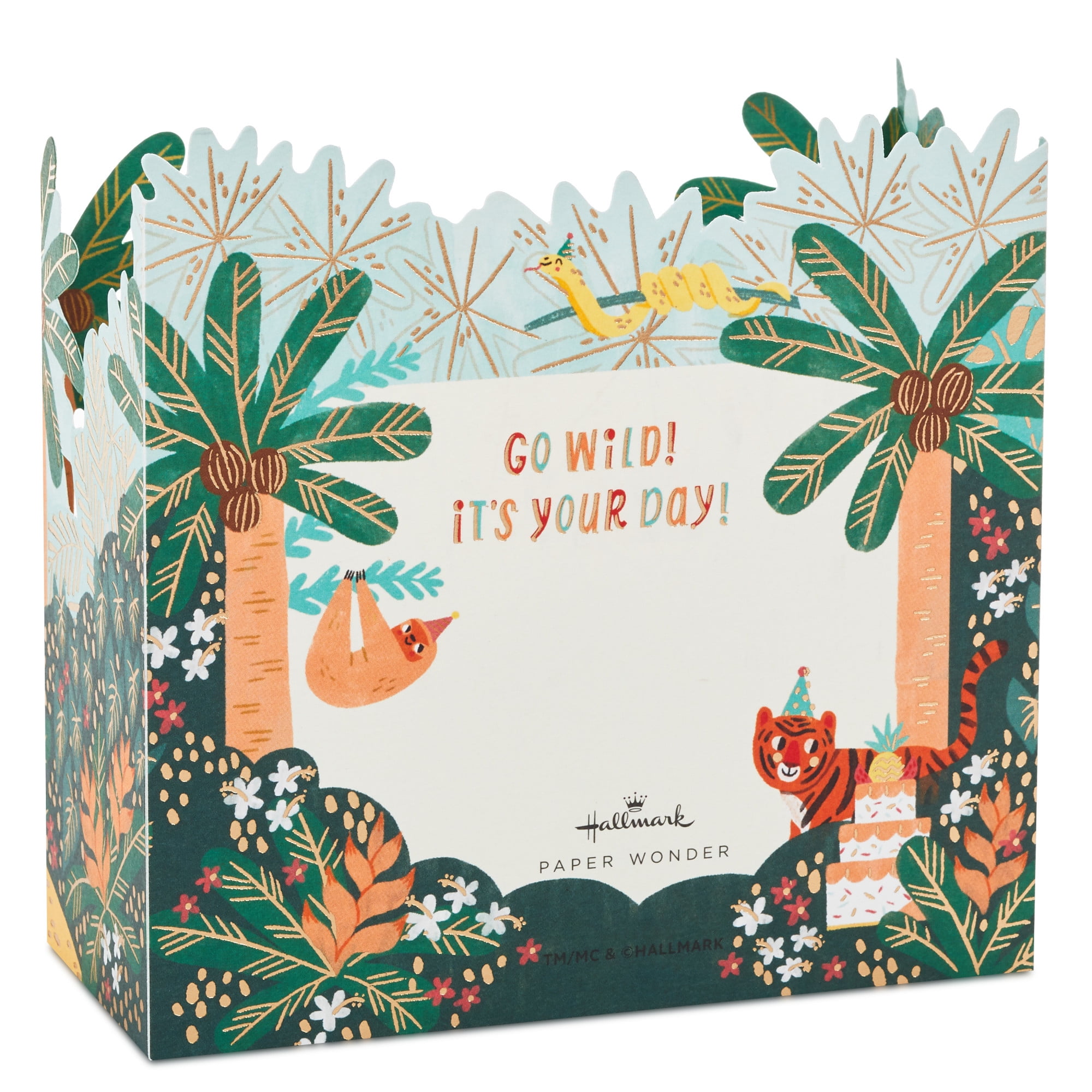 Hallmark Paper Wonder 3D Pop-Up Birthday Card for Kids (Go Wild Jungle Animals)