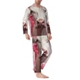 thumbnail image 2 of Picia Flower White Cow Pattern Men’s Long-Sleeve Sleepwear Set - Soft 2-Piece Loungewear with Pockets, Comfy PJs for Relaxing Nights-Large, 2 of 7