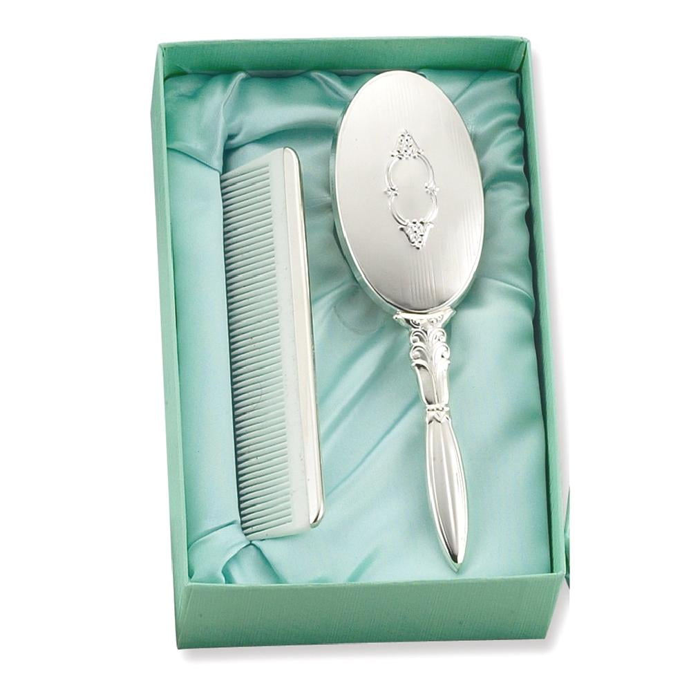 baby brush and comb set silver