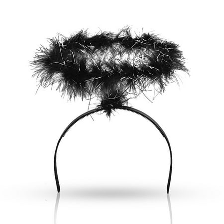 Dazone Marabou Feather Headband Angel Halo Ring for Children / Adults, Black