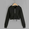 thumbnail image 2 of YUGYXL Zip Up Hoodies for Women Cropped Long Sleeve Sweatshirts Jackets Trendy Y2k Crop Tops Teen Girls Clothes Black XL, 2 of 4