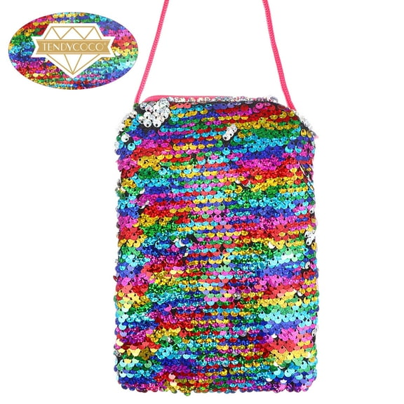 HONMEET Sparkly Handbags for Women 1Set Sequin Crossbody Bag Colorful Silver Multi