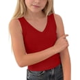 thumbnail image 7 of Tdoqot Girls Ribbed Tank Tops- Casual V Neck Summer Slim Fit Kids Sleeveless Shirts Red Size 12, 7 of 7