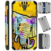 WORLD ACC Silver Guard Compatible with Cricket Icon | AT&T Radiant Core Case Slim Hybrid Phone Cover (Orange Elephant)