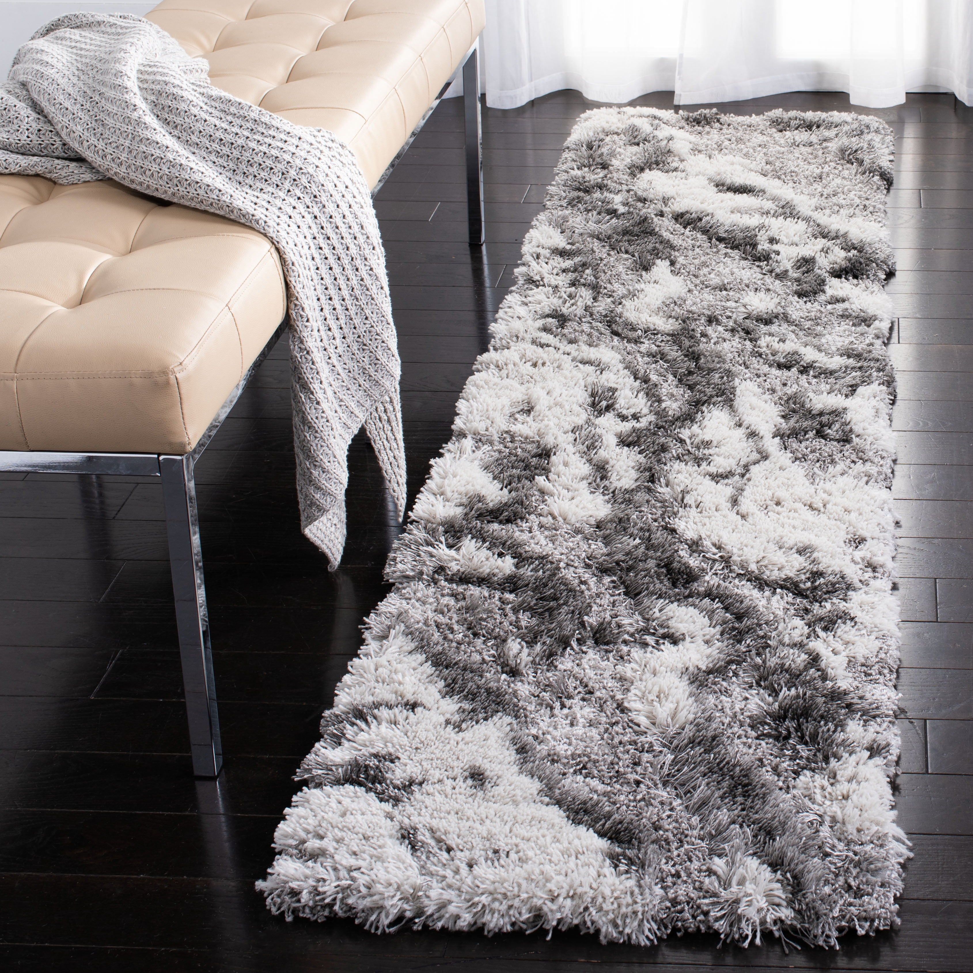 SAFAVIEH Horizon Konstantinos Abstract Shag Runner Rug, Grey/Ivory, 2' x 9'