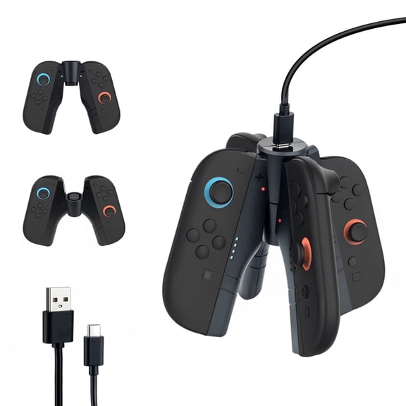 Mcbazel Quad Magnetic Fast Charging Grip Charger Station with LED Indicators for Switch 2 JoyCon
