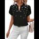 thumbnail image 2 of Tops Elegantes de Verano con Cuello en V y Corta para Mujer Negro L, 2 of 7
