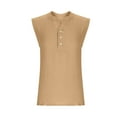 thumbnail image 4 of Chiccall Summer Tank Tops for Women V-Neck Button Down Shirt Loose Collared Sleeveless Blouses Khaki S, 4 of 6