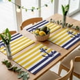thumbnail image 5 of Yellow Striped Placemats for Dinning Table Set of 6, Navy Blue Nautical Anchor Geometric Burlap Kitchen Place Mats Waterproof Cloth Table Mats, Indoor Outdoor Placemats Easy Clean Dinner Decor, 5 of 8