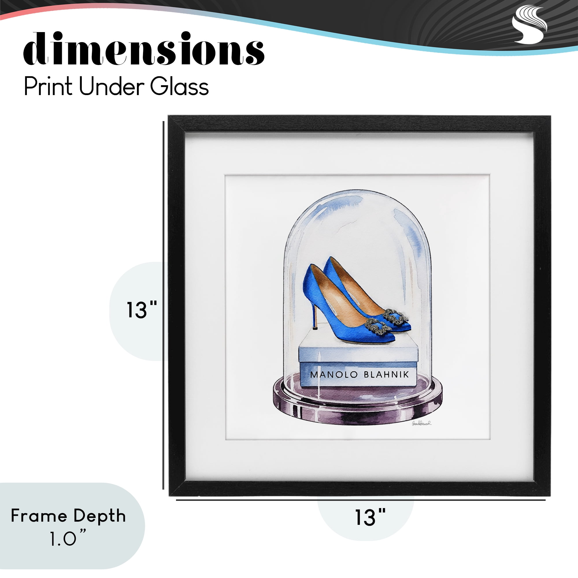 Stupell Industries Blue Heels in Bell Jar Black Framed Print Under Glass, design by Amanda Greenwood
