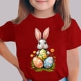 thumbnail image 1 of Blusas y camisas de manga corta con cuello redondo Camiseta estampada de manga corta de Pascua para niños Cuello redondo Manga corta Casual Versátil Para niñas Niños Top de poliéster, 1 of 5