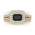 thumbnail image 2 of Clara Pucci 14K Yellow Gold Emerald Cut 1Ct Natural Onyx Engagement Ring + Matching Band - Luxury Box Included, 2 of 7