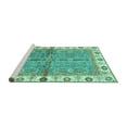 thumbnail image 2 of Ahgly Company Machine Washable Indoor Rectangle Oriental Turquoise Blue Traditional Area Rugs, 6' x 9', 2 of 4