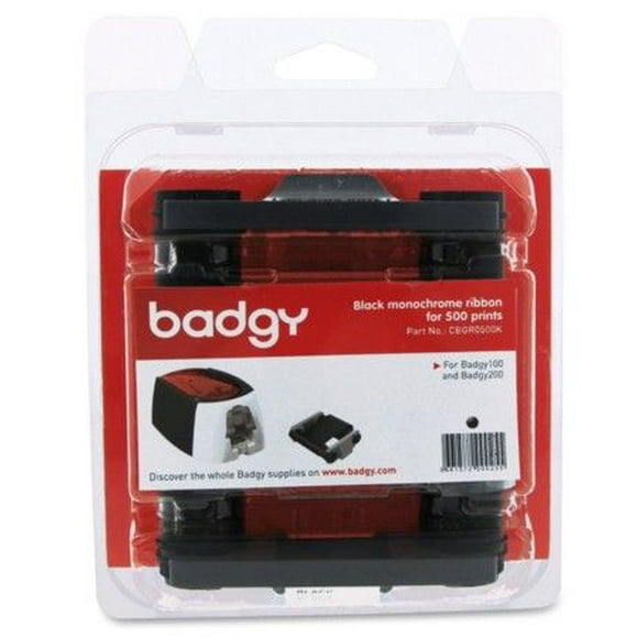 BADGY RIBBON MONOCROMATICO PARA 500 IMPRESIONES CBGR0500K BADGY CBGR0500K