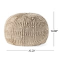 thumbnail image 3 of Noble House Round Plush Fabric Poufs, Beige, 3 of 7